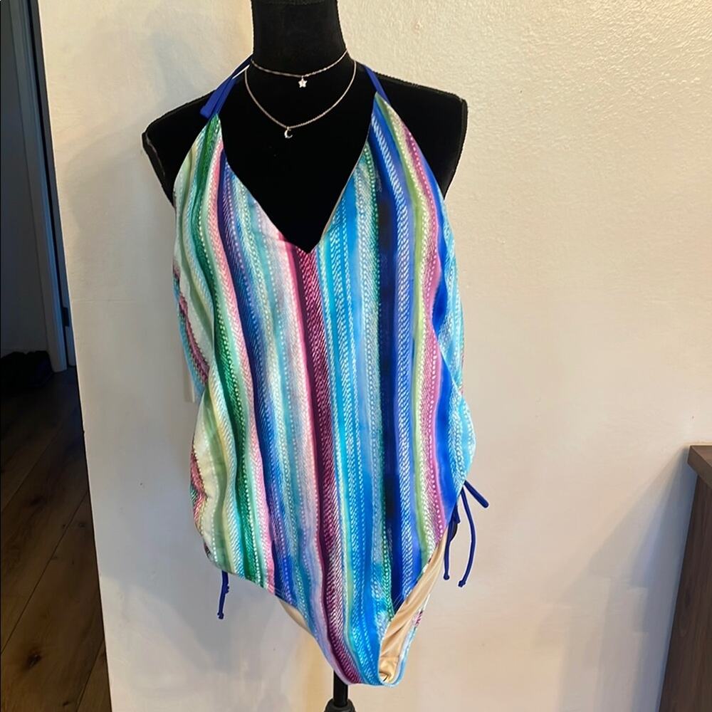Striped & Stylish – Swimsuits for All Halter One-Piece (NWT)